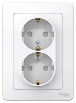 Розетка силовая двойная встраиваемая Schneider Electric Blanca с заземлением, цвет белый, арт. BLNRS001121
