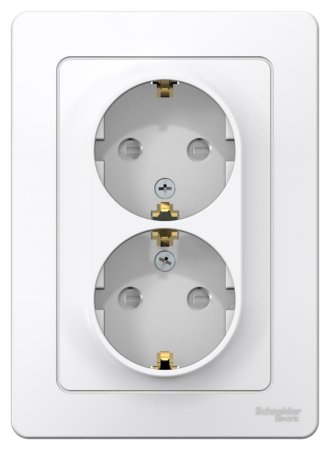 Розетка силовая двойная встраиваемая Schneider Electric Blanca с заземлением, цвет белый, арт. BLNRS001121