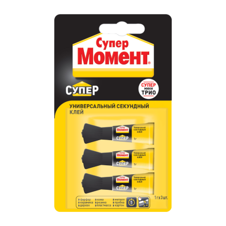 Клей универсальный Момент Супер мини-трио прозрачный 3 гр Клей универсальный Момент Супер мини-трио прозрачный 3 гр