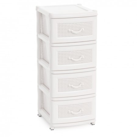 Комод пластик Альтернатива 4 секции белый