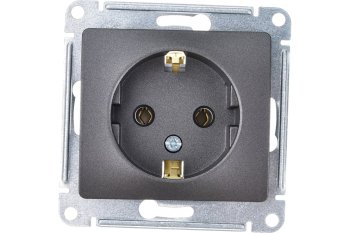 Розетка силовая одноместная встраиваемая Schneider Electric Glossa с заземлением, цвет графит, арт. GSL001343