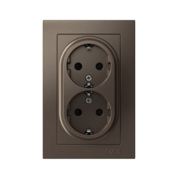 Розетка силовая двойная встраиваемая Schneider Electric AtlasDesign с заземлением, цвет мокко, арт. ATN000626