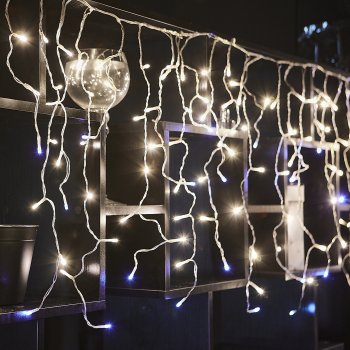 Гирлянда для улицы бахрома Мерцание 25м белый теплый + холодный 440 LED ламп прозрачный провод