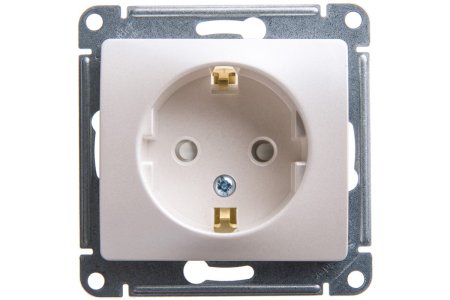 Розетка силовая одноместная встраиваемая Schneider Electric Glossa с заземлением, цвет перламутр, арт. GSL000645