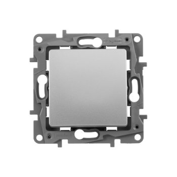 Выключатель встраиваемый Legrand Etika 1 кл. алюминий, без подсветки, арт. 672401