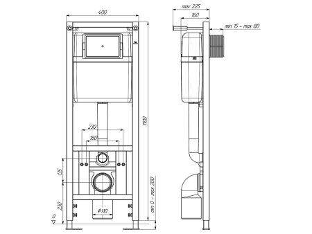 Инсталляция АНИ пласт WC1010 для подвесных унитазов цвет черный