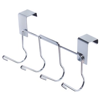 Планка навесная с крючками 4 крючка цельный цвет хром 18см 100 мм 1 шт