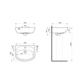 Раковина Santek АНИМО керамика 500мм полукруглая цвет белый