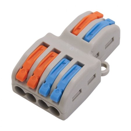 Клемма быстрозажимная с рычажком STEKKER LD222-424 0,08-4 мм2 6-проводная, проходная без пасты уп.2шт.