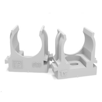 Держатель для труб 20 мм под монтажный пистолет Промрукав серый уп.100шт. арт.PR13.0120