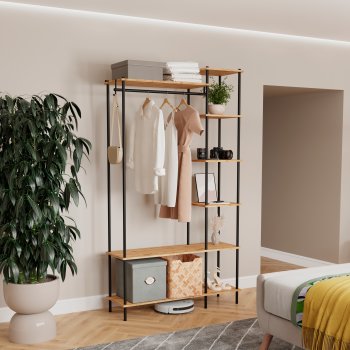 Вешалка напольная НеШкаф 206,5х114,5х36,5 см /цвет коричневый/черный