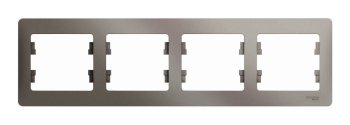 Рамка Schneider Electric Glossa 4 поста, цвет платина, арт. GSL001204