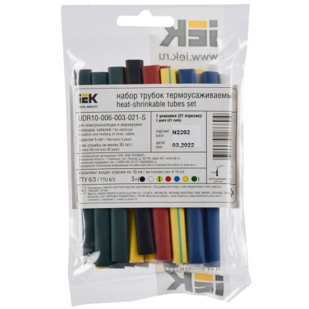 Набор термоусадочных трубок IEK 6/3мм 21шт. 0,1м мультиколор