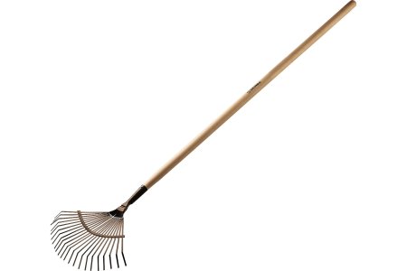 Грабли веерные плоские с черенком GRINDA сталь 22 зуба