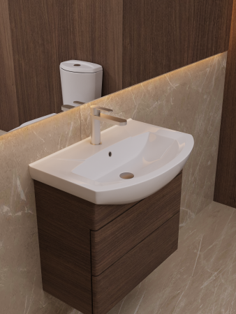 Раковина KIROVIT Элеганс фаянс 650мм полукруглая цвет белый