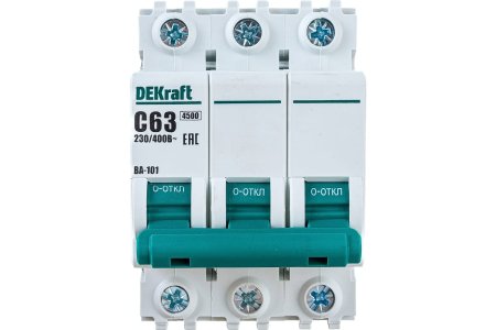 Автоматический выключатель Dekraft ВА-101 3P 63А хар-ка C 4,5кА арт.11084DEK