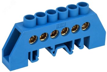 Шина нулевая IEK с комб. DIN-изолятором типа "Стойка" (синий) ШНИ-8х12-6-КC-С 8х12/6 отверстий арт.YNN10-812-6DP-K07