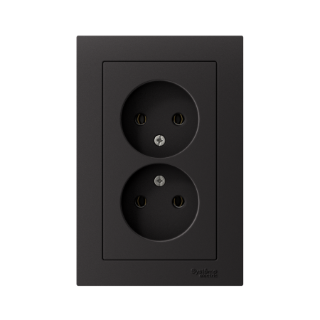 Розетка силовая двойная встраиваемая Schneider Electric AtlasDesign без заземления, цвет карбон, арт. ATN001020