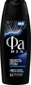 Гель-шампунь для душа Фа Men Свежесть Грозы с бодрящим ароматом розового перца и бобов тонка 250 мл