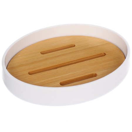 Мыльница Ариэль пластик/бамбук цвет белый настольная