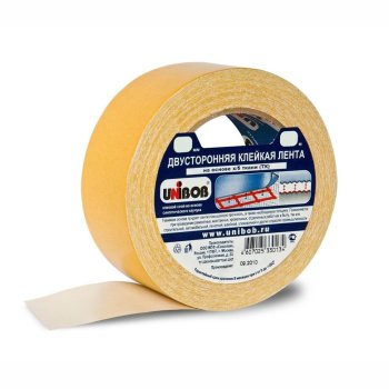 Лента двусторонняя UNIBOB 50 мм x 10м на тканевой основе белый