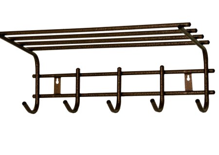 Вешалка настенная Антик 5 крючков с полкой цвет медный