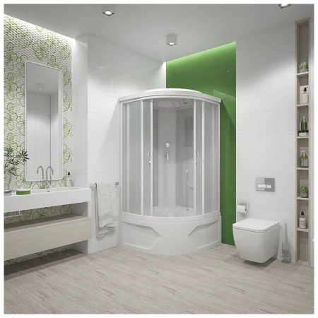 Кабина душевая MIRWELL MR3509TPF высокий поддон 90х90х215см матовое стекло