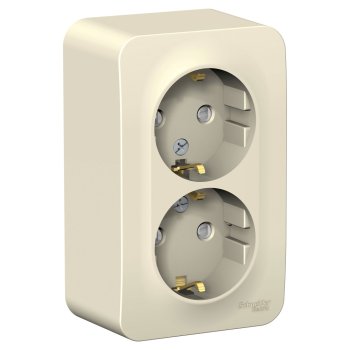 Розетка силовая двойная накладная Schneider Electric Blanca с заземлением, цвет молочный, арт. BLNRA011212