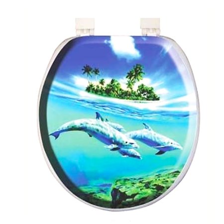 Сиденье для унитаза DIGITAL Дельфины ПВХ цвет голубой