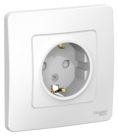 Розетка силовая одноместная встраиваемая Schneider Electric Blanca с заземлением, цвет белый, арт. BLNRS001111