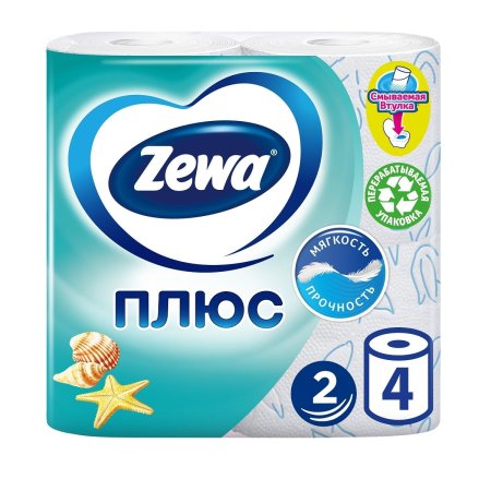 Бумага туалетная Zewa Плюс Океан 4шт Бумага туалетная Zewa Плюс Океан 4шт