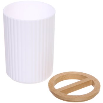 Стакан для зубных щеток с разделителем Франко пластик/бамбук цвет белый
