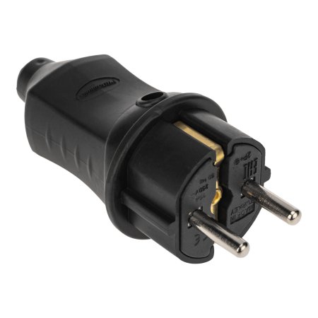 Вилка штепсельная PROconnect 16А 230В 2К+З чёрная прямая IP44