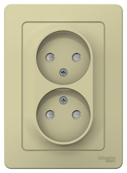 Розетка силовая двойная встраиваемая Schneider Electric Blanca без заземления, цвет бежeвый, арт. BLNRS000127