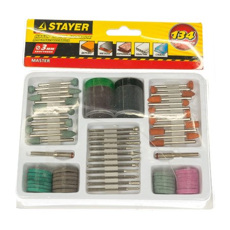 Набор мини насадок для гравера STAYER 29905-H134 134 шт