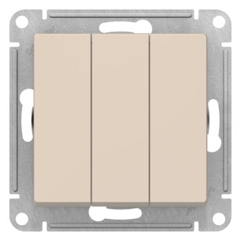 Выключатель встраиваемый Schneider Electric AtlasDesign 3 кл. бежeвый, без подсветки, арт. ATN000231