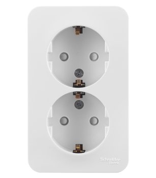 Розетка силовая двойная накладная Schneider Electric Blanca с заземлением, цвет белый, арт. BLNRA011211