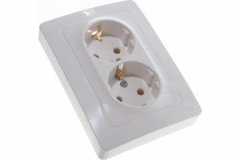 Розетка силовая двойная встраиваемая Schneider Electric Blanca с заземлением, цвет белый, арт. BLNRS001021