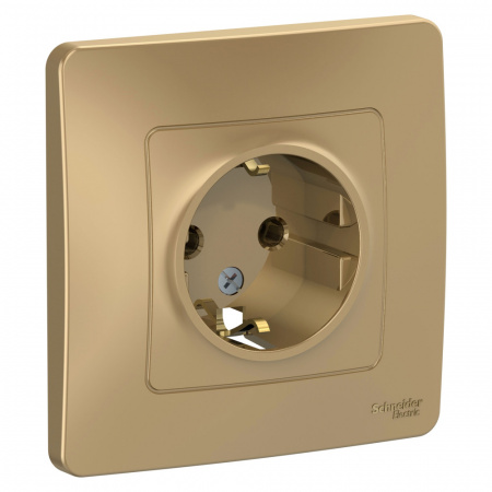 Розетка силовая одноместная встраиваемая Schneider Electric Blanca с заземлением, цвет титан, арт. BLNRS001014