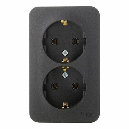 Розетка силовая двойная накладная Schneider Electric Blanca с заземлением, цвет антрацит, арт. BLNRA010216