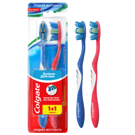 Зубная щетка Colgate Тройное действие, жесткость средняя