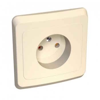 Розетка силовая одноместная встраиваемая Schneider Electric Этюд без заземления, цвет кремовый, арт. PC16-001K