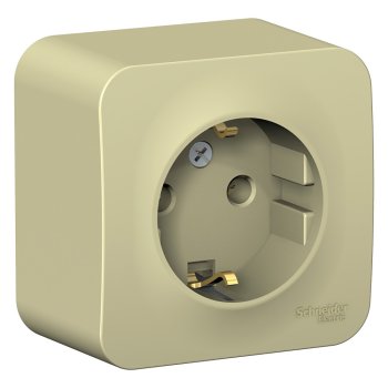 Розетка силовая одноместная накладная Schneider Electric Blanca с заземлением, цвет бежeвый, арт. BLNRA010117