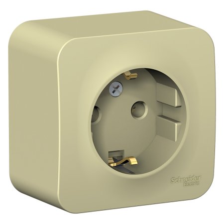 Розетка силовая одноместная накладная Schneider Electric Blanca с заземлением, цвет бежeвый, арт. BLNRA010117