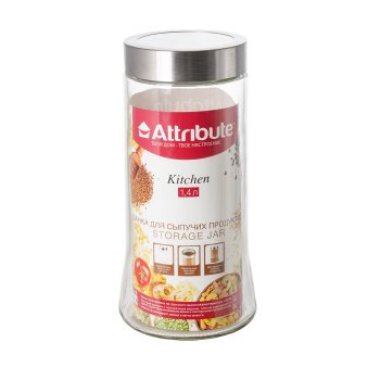 Банка для сыпучих продуктов Атрибут KITCHEN 1,4л стекло