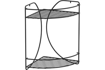 Полка для ванной 2 ярусная угловая Бабочка цвет черный
