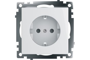 Розетка силовая одноместная встраиваемая STEKKER Катрин с заземлением, цвет белый, арт. GLS16-7110-01