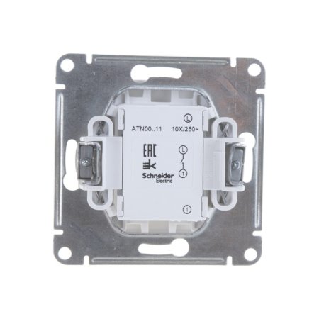 Выключатель встраиваемый Schneider Electric AtlasDesign 1 кл. белый, без подсветки, арт. ATN000111