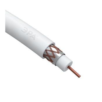 Кабель коаксиальный RG6 75 Ом б-100м белый (для внутр.установки) Эра арт.Б0044603