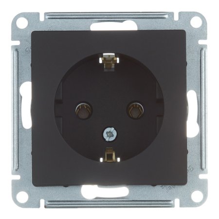 Розетка силовая одноместная встраиваемая Schneider Electric AtlasDesign с заземлением, цвет карбон, арт. ATN001043